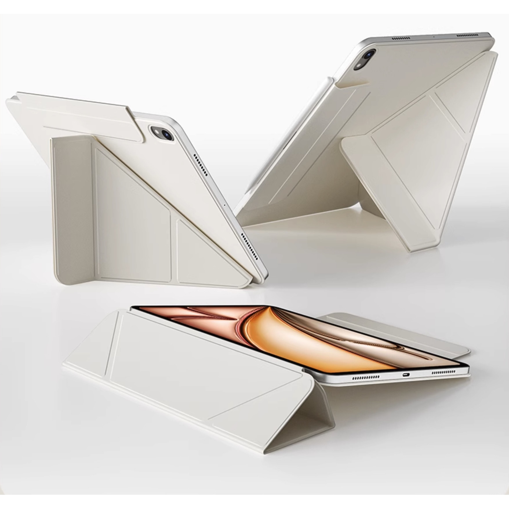 Husa tableta 4 in 1, wumeiwang, pentru iPad Air 11" 2024/ 2025 M2, M3 cu functie wake-up/sleep, magnetica, design Origami, suport ascuns pentru creion, negru