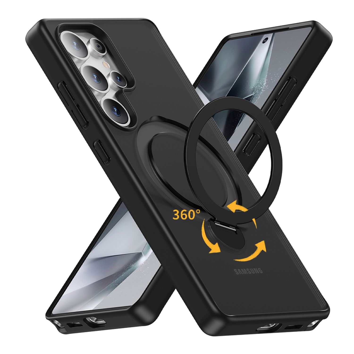 Husa pentru Samsung Galaxy S25 Ultra, Magnetic MagSafe, Suport Rotativ Magnetic 360, Mov transparent