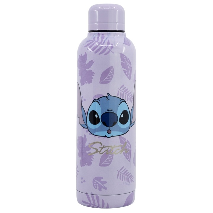 Butelca termica Disney Stitch, colectia Palms, 515 ml, inox, 24,2x7,1cm