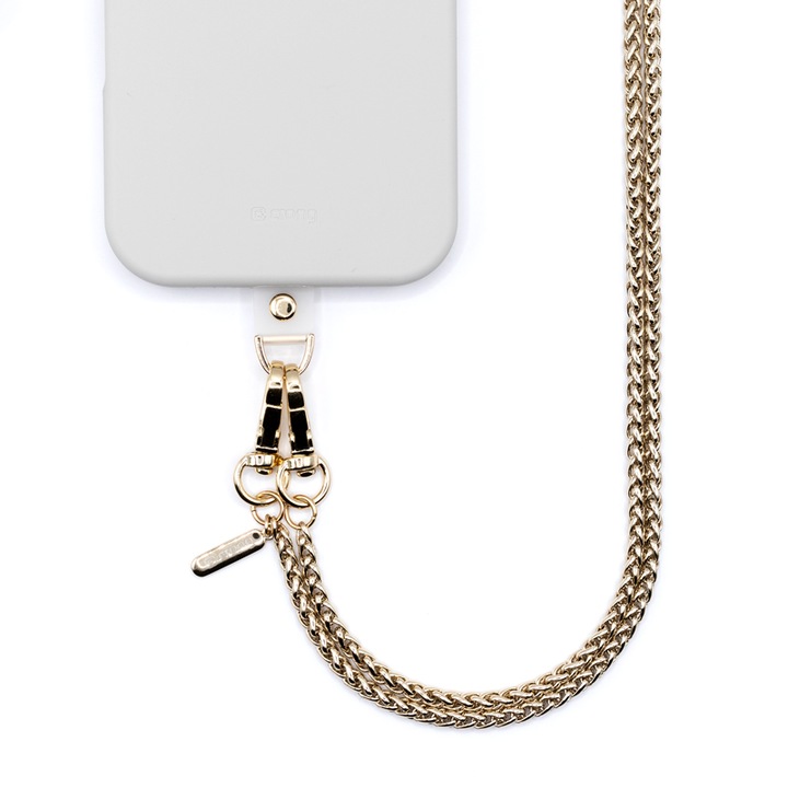 Snur pentru telefon Crong Phone Crossbody, Gold Link, 120cm, set cu adaptor