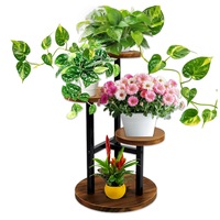 Suport pentru plante, Metalic, Stand de flori GALAXIA®, 3 Niveluri, 54cm, Etajera Rotunda, Stand Stabil pentru Ghivece, Decor Interior si Exterior