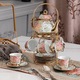Set de ceai ceramic, WEPZSXO, 13 piese, 6 cesti, 6 farfurioare, 450ml, multicolor