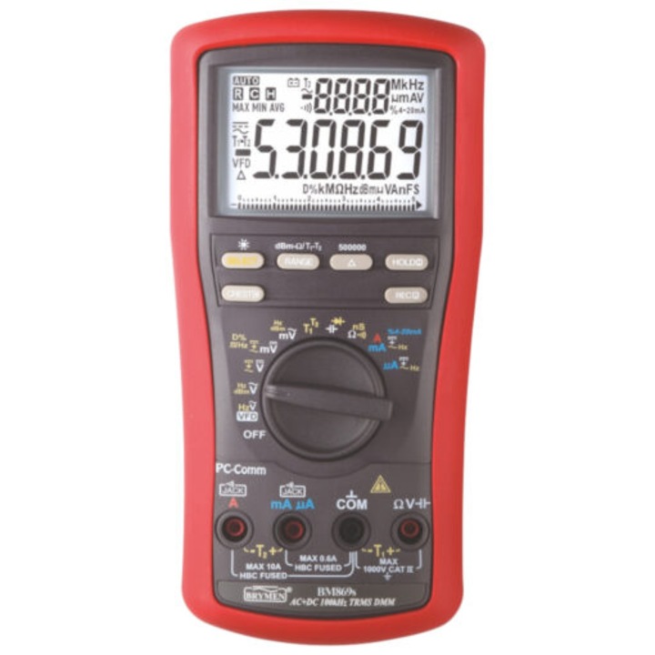 Цифров мултицет, BRYMEN, BM869, LCD 4,5 цифри (59999), за тестове за безопасност, CAT III 600V EN 61010