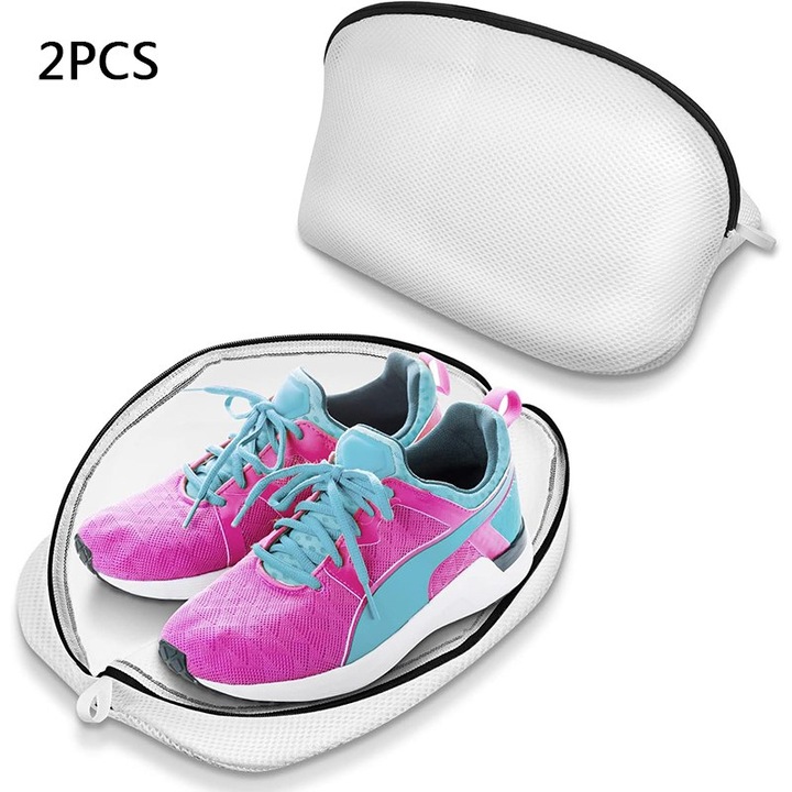 Комплект от 2 торби за пране на обувки, Stnqtsrv, 42x24 см, издръжлив материал, дизайн с цип