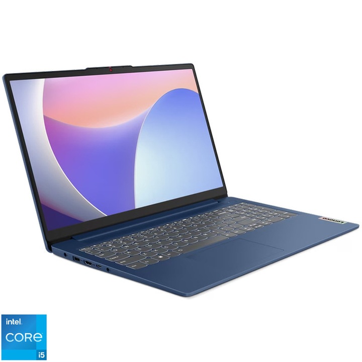 Laptop Lenovo IdeaPad Slim 3 15IAH8 cu procesor Intel® Core™ i5-12450H pana la 4.4 GHz, 8 cores, 15.6", Full HD, IPS, 16GB DDR5, 500 GB SSD, Intel® UHD Graphics, No OS, Abyss Blue
