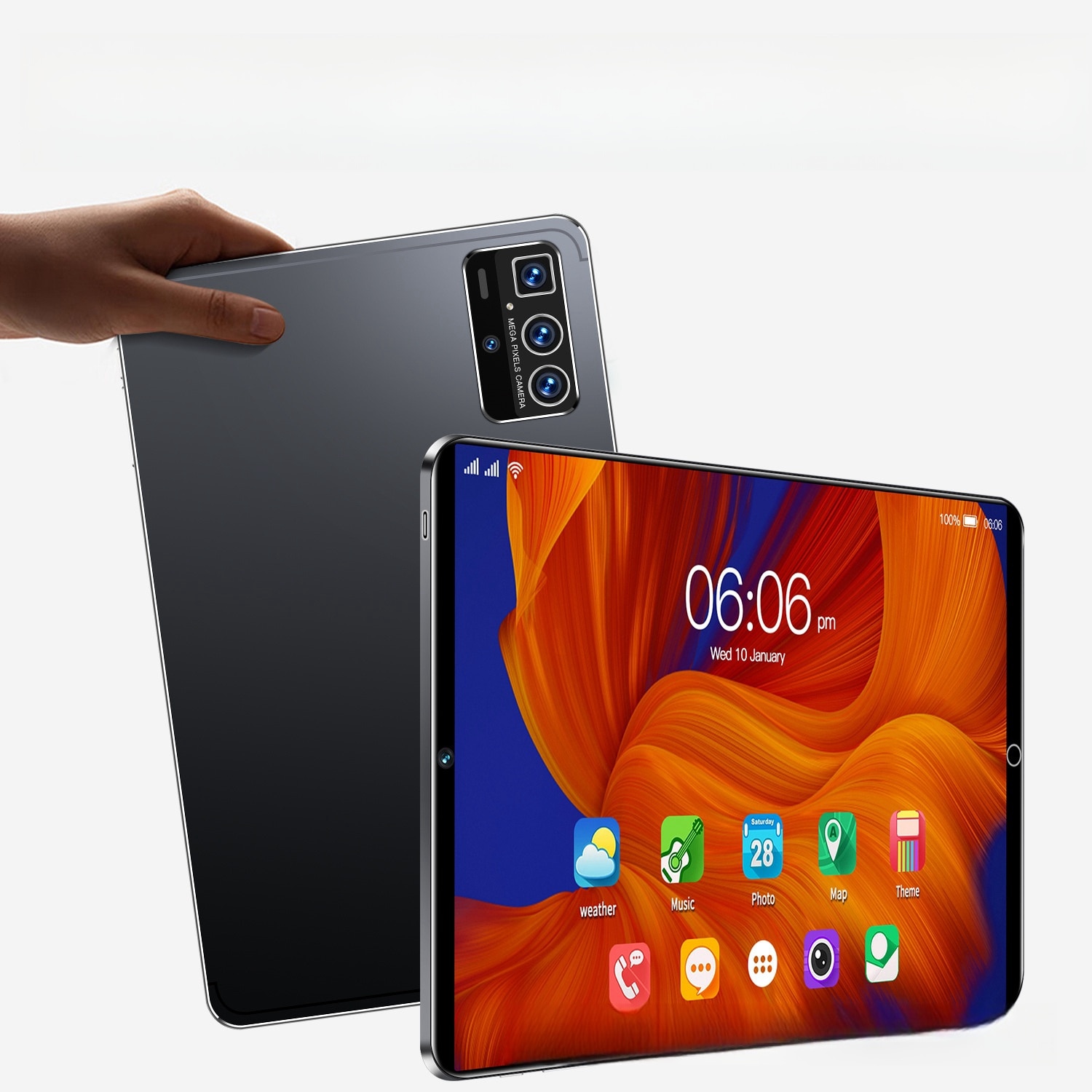 Tableta, 10 inchi, 2+32 GB, quad-core, WIFI, Bluetooth, ecran IPS HD, senzor de gravitate, recunoastere faciala, dual SIM dual standby, 1280x800, 4000mAh, negru