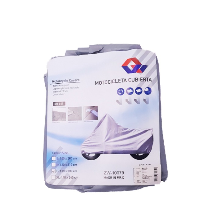 Husa Hozro pentru Motocicleta Impermeabila, gri, 120X210 cm, Marimea M
