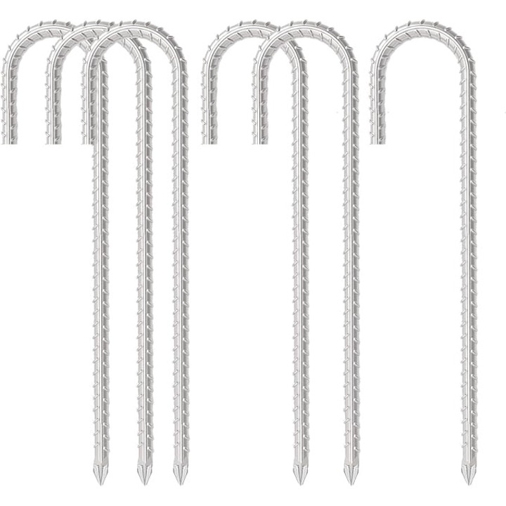 Земна котва, комплект от 6 метални колчета, 31 см, за шатри, огради, оранжерии и други цели
