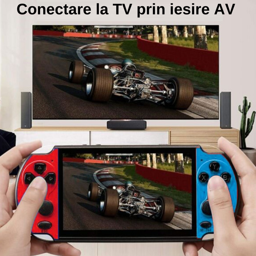 Consola Jocuri Portabila IdealTI ® – 8GB de Jocuri Reto si Clasice, Ecran LCD 4.3 inch, Cablu AV Pentru Conectare Televizor, Jocurile Copilariei, MP4, Casti