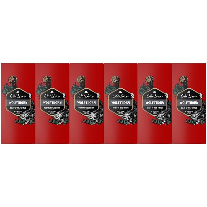 Комплект 6 x Old Spice Wolfthorn след бръснене 100 мл аромат на див цитрус, ревитализиращ ефект, хидратираща формула, без алкохол, хипоалергичен
