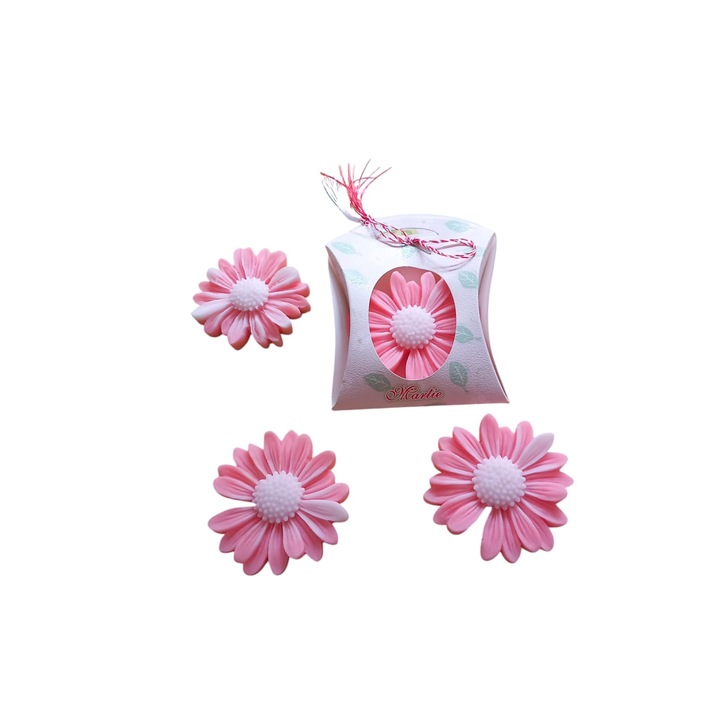 Martisor cu margareta din pasta de sapun parfumat, roze