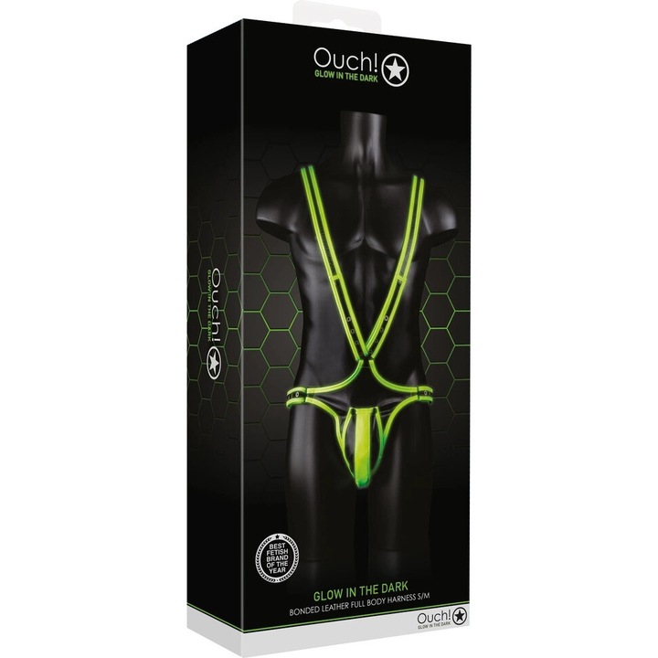 Accesoriu BDSM Ouch!by shots, Glow in the Dark, S/M, verde fluorescent