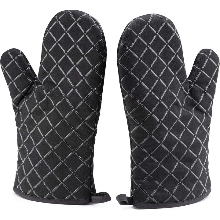 Magas hőmérsékletnek ellenálló sütőkesztyű, AMRINUGL, steppelt pamut, csúszásmentes felület, mosógépben mosható