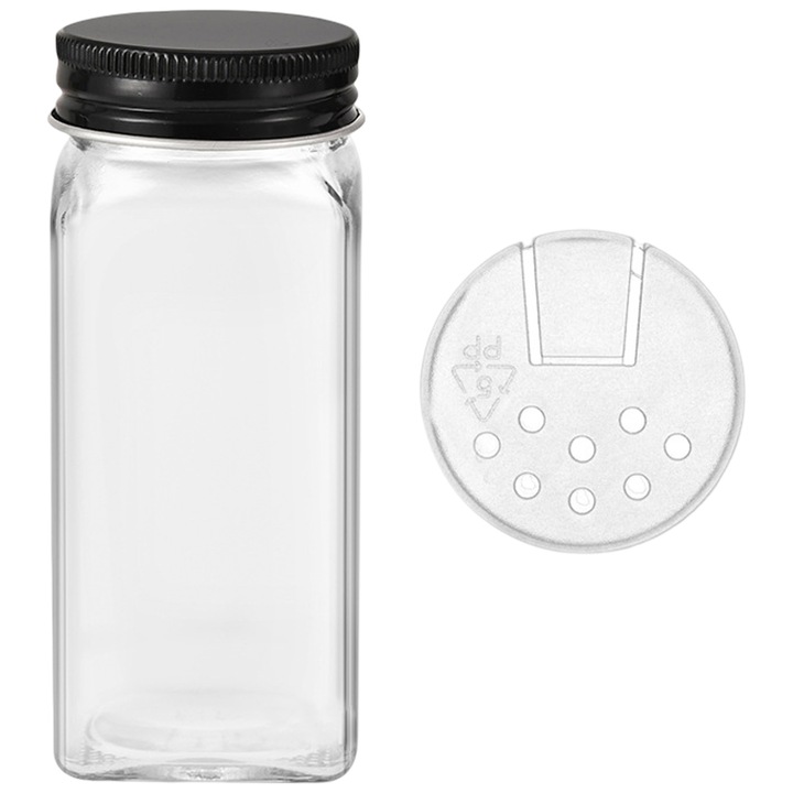 Recipient pentru condimente, Enforose, Transparent/Negru
