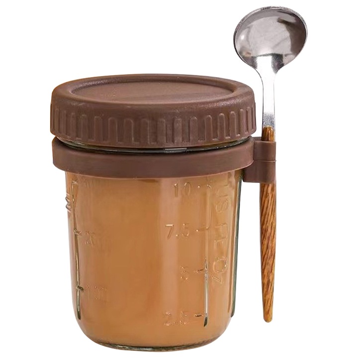 Cutii alimentare set 12oz Enforose, sticla, roz, galben, alb, cafea, 11.2x8.7cm