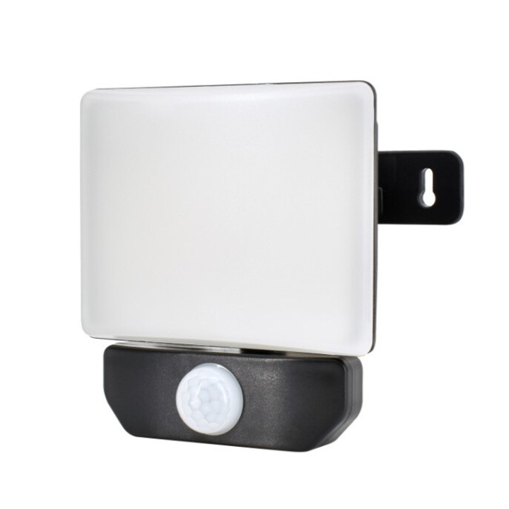 Proiector LED Bemko 10W 900LM 4000K negru cu senzor de miscare IP65