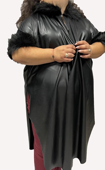 Кожена наметка AXIL, С пух, Черен, 8XL