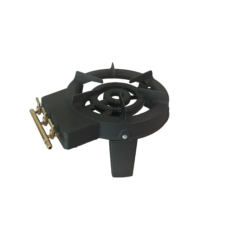 Set Pirostrie, Arzator gaz cu 3 focuri, rotund, fonta + 2 m furtun, ceas butelie si 2 coliere, 1 bucata + Robinet pirostrie, Sarra Top
