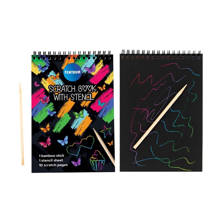 Комплект тетрадки за рисуване Centrum, с бамбукова пръчка, 10 страници, 100x140 мм