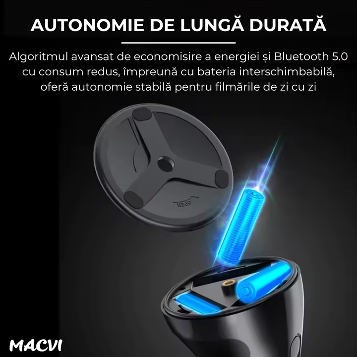 Suport telefon Macvi® portabil cu trepied, rotativ 360°, reglabil, ideal pentru fotografii, YouTube, TikTok, Negru