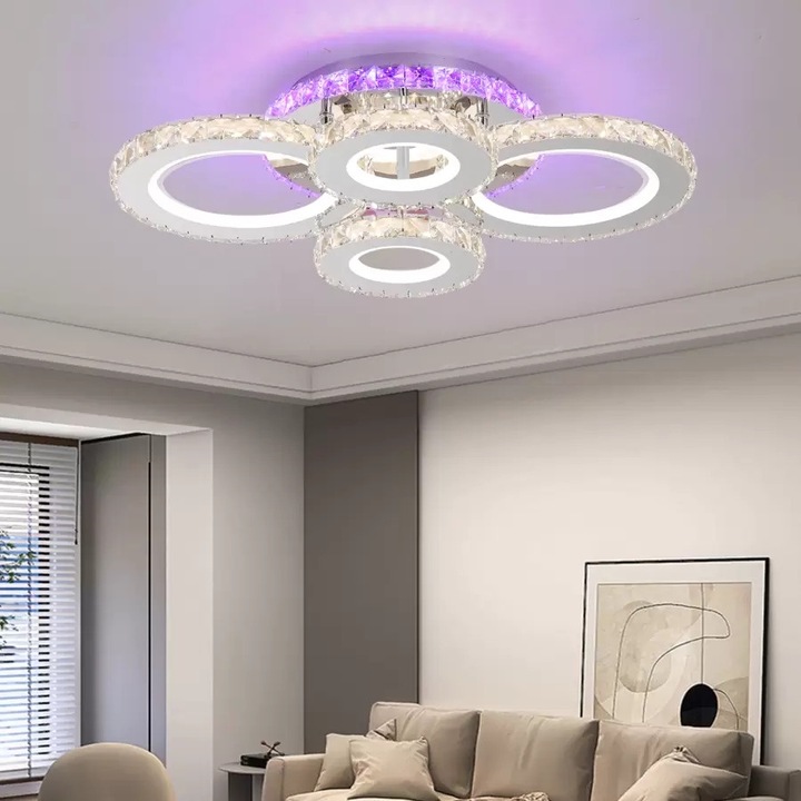 LED полилей Crystal RGB с дистанционно Kianna 72W Димируемо сребрист