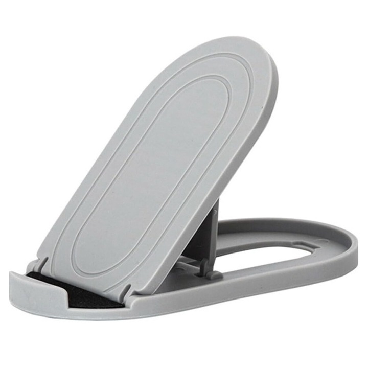 Suport pliabil de birou cu fanta pentru telefon si tableta, plastic, design ergonomic si minimalist