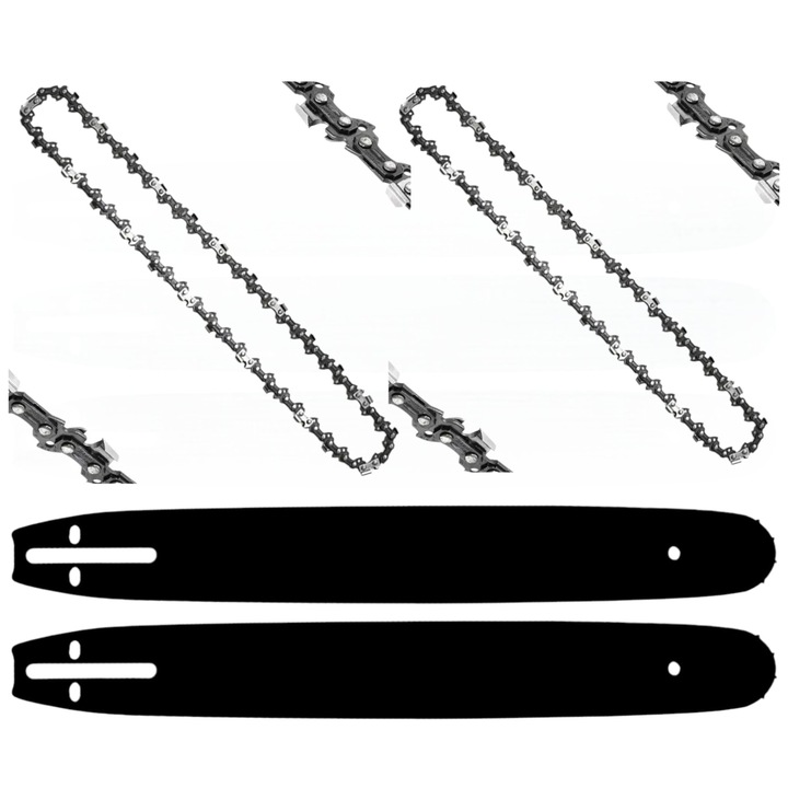 Set 2 Lame si 2 Lanturi Campion, 40cm, 32 Dinti, argintiu