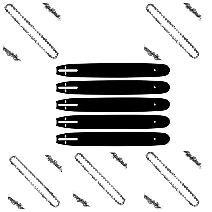 Set 5 Lame si 5 Lanturi Campion, 32 Dinti, 40cm, negru