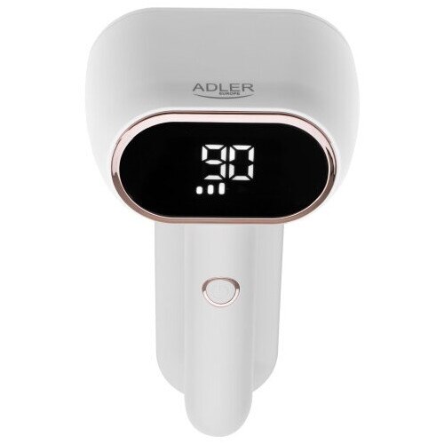 Aparat de curatat scame, Adler, Cap dublu, Ecran LCD, 3 viteze, USB-C, Capacitate rezervor 140 ml, Alb/auriu, Acumulator 1800 mAh, Putere 10 W