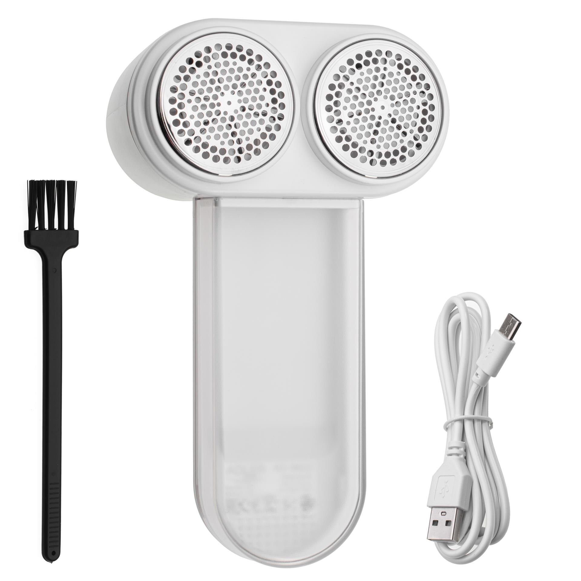 Aparat de curatat scame, Adler, Cap dublu, Ecran LCD, 3 viteze, USB-C, Capacitate rezervor 140 ml, Alb/auriu, Acumulator 1800 mAh, Putere 10 W