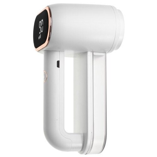 Aparat de curatat scame, Adler, Cap dublu, Ecran LCD, 3 viteze, USB-C, Capacitate rezervor 140 ml, Alb/auriu, Acumulator 1800 mAh, Putere 10 W