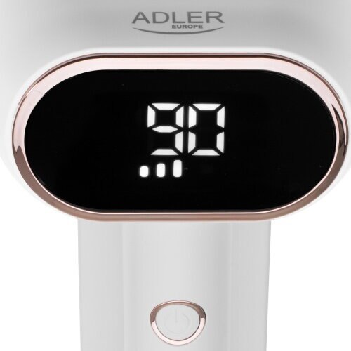 Aparat de curatat scame, Adler, Cap dublu, Ecran LCD, 3 viteze, USB-C, Capacitate rezervor 140 ml, Alb/auriu, Acumulator 1800 mAh, Putere 10 W