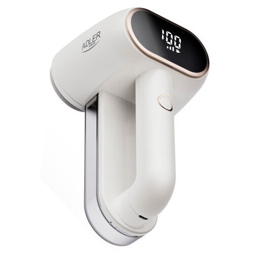 Aparat de curatat scame, Adler, Cap dublu, Ecran LCD, 3 viteze, USB-C, Capacitate rezervor 140 ml, Alb/auriu, Acumulator 1800 mAh, Putere 10 W