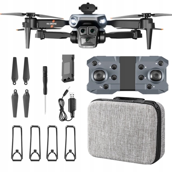 Drona Profesionala K6 MAX cu Tripla Camera si Zoom 50x - Sistem Avansat de Evitare a Obstacolelor si Control Inteligent
