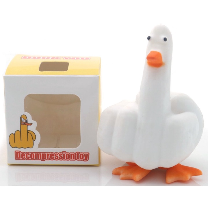 Antistressz játék, squish, Középujjas Kacsa modell, 10x6 cm, Többszínű