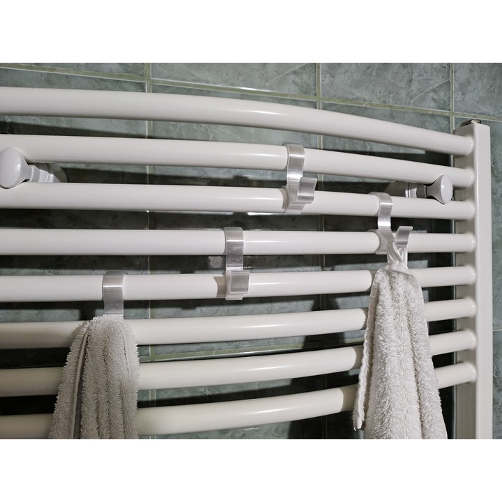 Set 4 agatatoare (cuier) prosop IMALDI PRO®, pentru radiator (calorifer) baie, plastic, transparent, printat 3D, 22mm