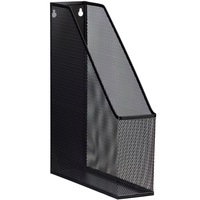 Suport documente metalic, vertical, Negru, tavita si plasa mesh, FLR, tip organizator pentru birou sau perete