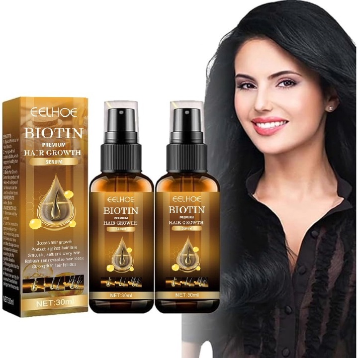 4 x биотин серум за коса, усъвършенствано лечение за бърз растеж, укрепване на косата, предотвратяване на косопад, хидратиране на чуплива коса, възстановяване на краищата, здрав скалп, без мазни остатъци