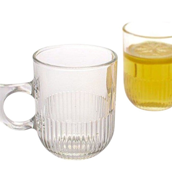 Set 6 Cani, Sticla Transparenta, Lionel, 250 ml