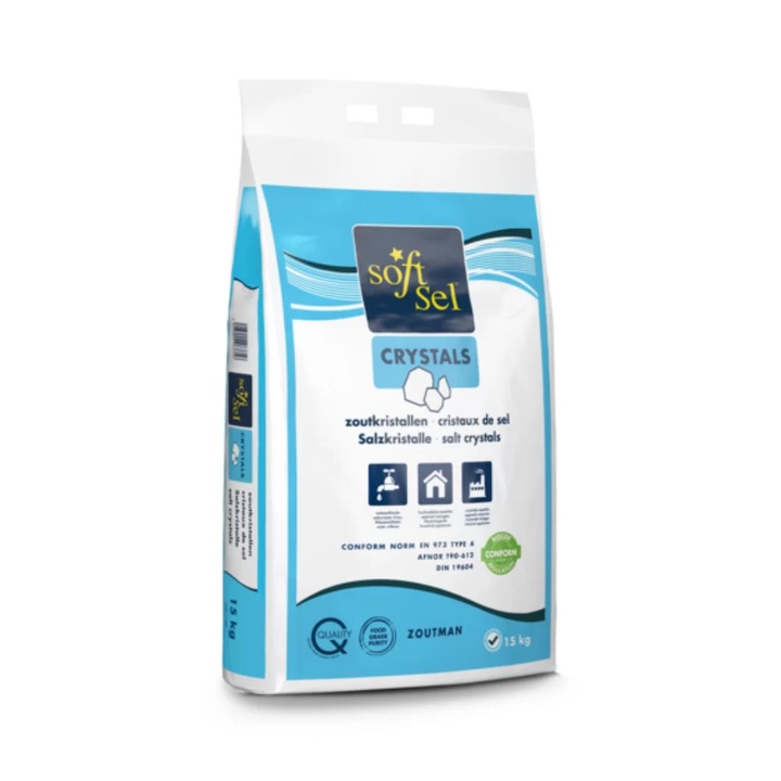Cristale de sare pentru dedurizarea apei CRISTALE SOFT-SEL 15 kg