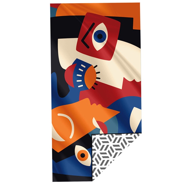 Плажна кърпа от микрофибър, 180x100 см, бързосъхнеща, супер абсорбираща, многоцветна, абстрактен дизайн