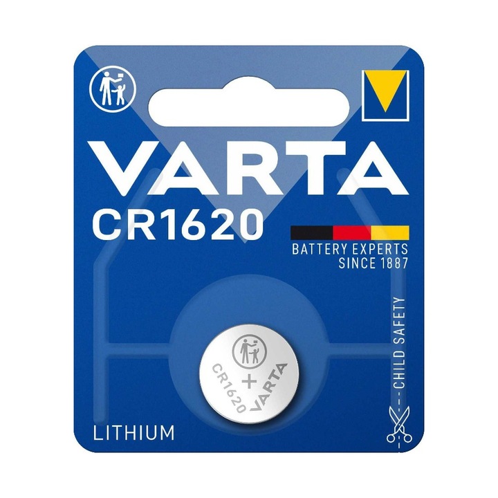 Set 3 x Baterie Tip Buton Litiu CR1620 Varta, 3 V, 60 mAh