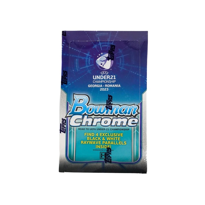 2022 Bowman Chrome Road to UEFA Under-21 European Championship Soccer LITE Doboz 64db Focis Kártya, benne 4db Garantált Black & White Raywave Parallel Kártya
