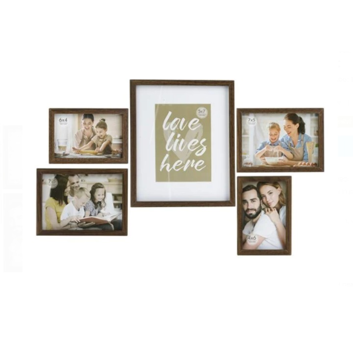 Barna fa képkeret készlet 3 méretben - 5db