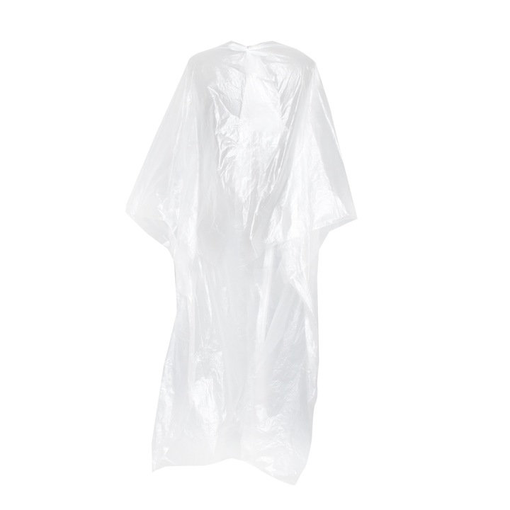 Set de 50 pelerine albe pentru vopsit sau tuns, din polietilena, 90 x 130 cm