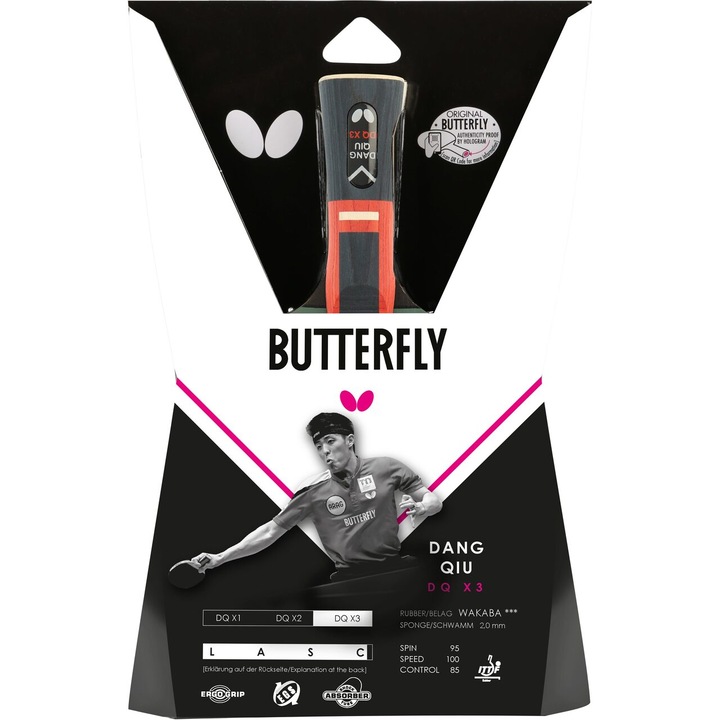 Paleta BUTTERFLY tenis de masa Dang Qiu DQX3 maner concav