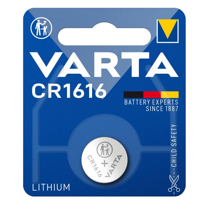 Baterie Litiu 3V CR1616, tip moneda, Varta 27098, in blister CR1616