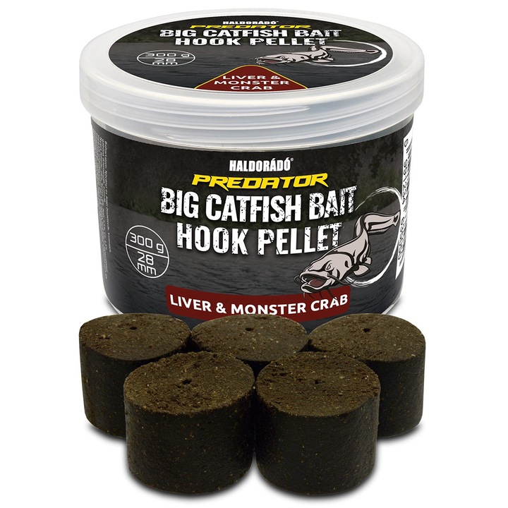 Pelete, Haldorado, Catfish Bait Hook Pellet, 28 mm, 300g, Liver & Monster Crab