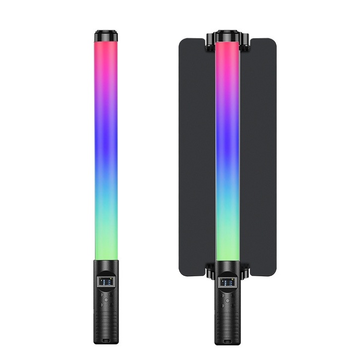 Bagheta Luminoasa LED Profesionala KuviKoo™, 5800 LUX, RGB, 9 Temperaturi de Culoare (3000K-6000K), 12 Niveluri Luminozitate, Portabila 400g, Baterie 4000mAh (14h), RA>95, Montaj 1/4" - Ideal Fotografie, Filmare, Streaming