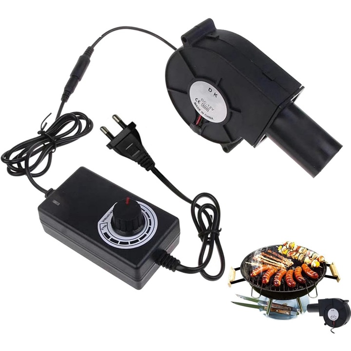 Ipari ventilátor fúvó 12V, SkyElegance, 5500RPM változtatható sebesség, kefenélküli motor, kompakt 15x9.7x3.2cm, intenzív hűtés kályhákhoz/grillekhez/autókhoz, 50.000 óra élettartam
